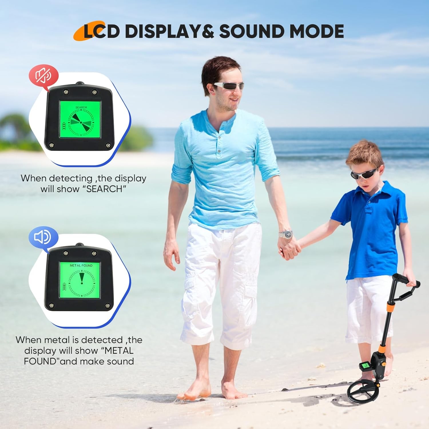 Metal Detector for Kids Lightweight Children Detector Waterproof with LCD.