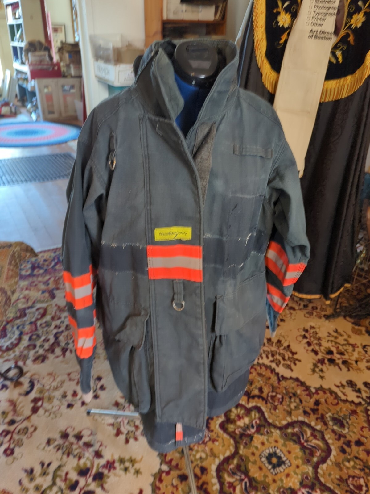 Vintage Retired Firefighter Turnout JACKET FIRE COAT USED 44 X 35 SHELL ONLY!!