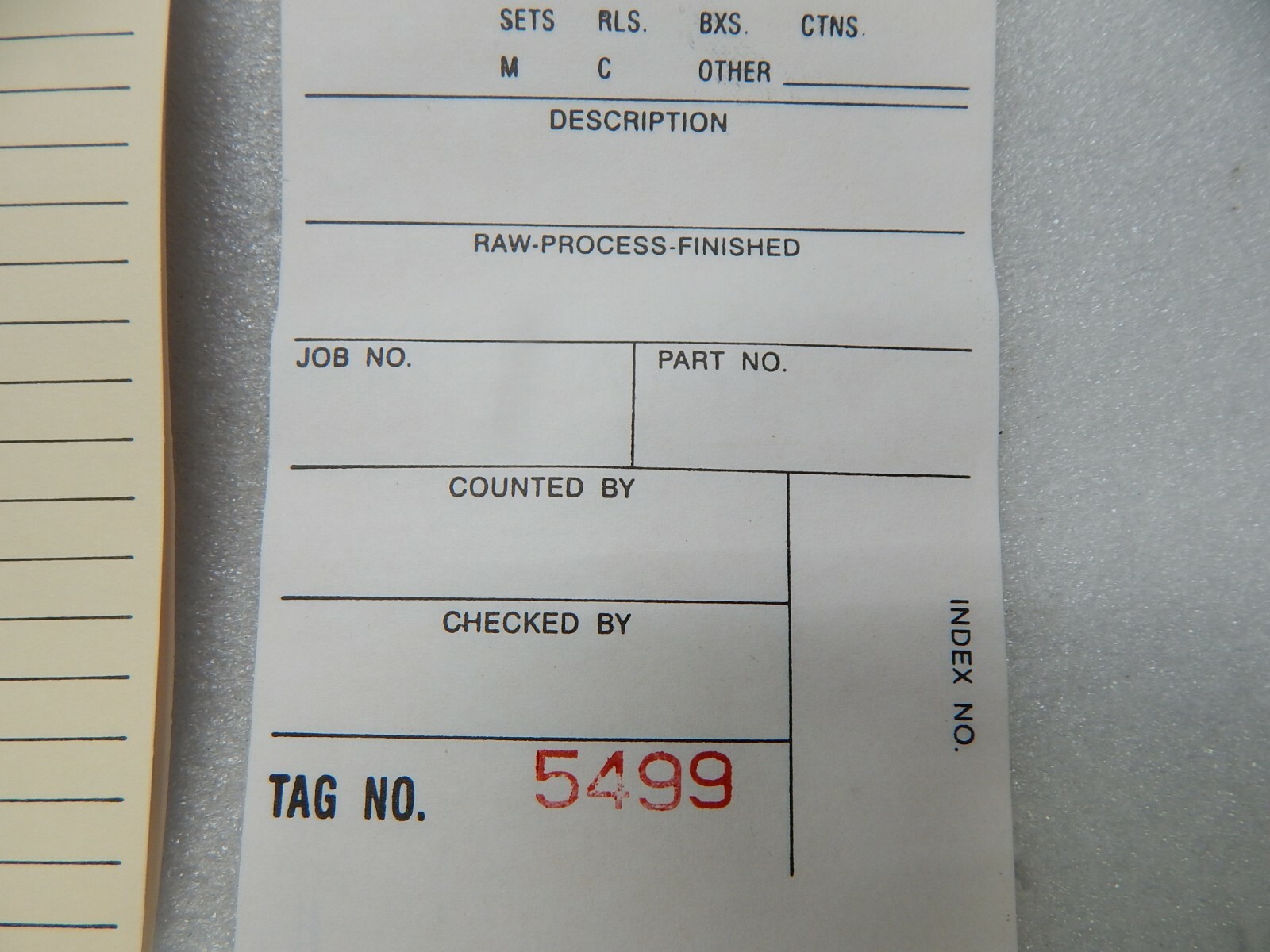Inventory Tags 2 Part Carbonless # 8 500 2-part tag 6 1/4″ x 3 1/8″ IN1190MN-10