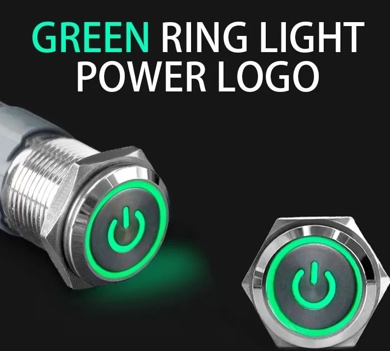 16mm 12V LED ON OFF Waterproof Stainless Steel Latching Push Button Power Switch