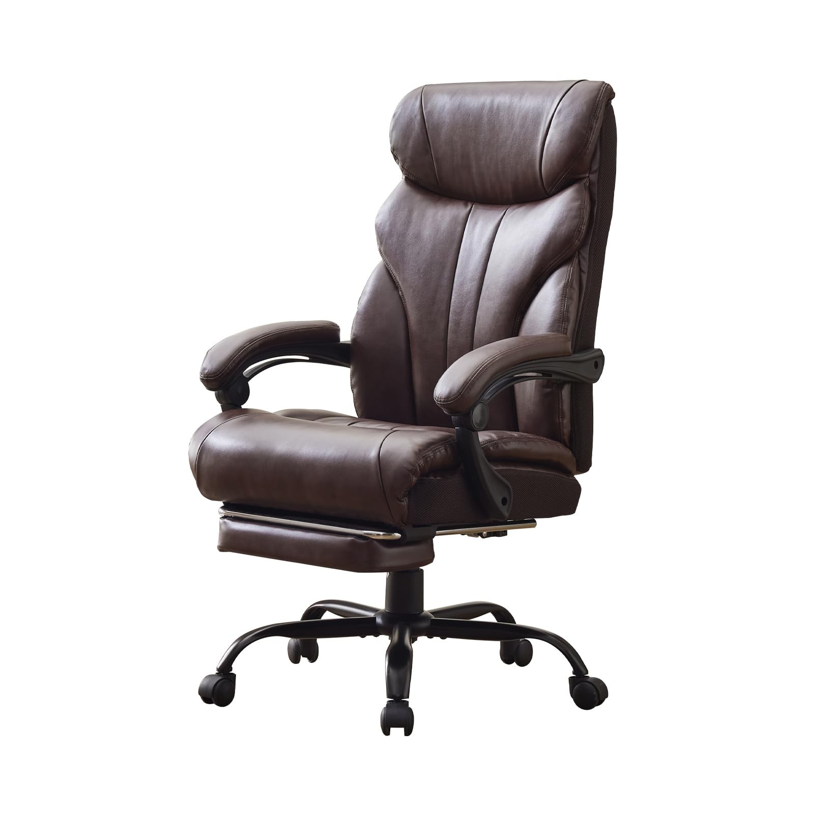3 Soft Bags Ergonomic PU Tall Heavy Duty Executive Office Chair 500 LBS Brown