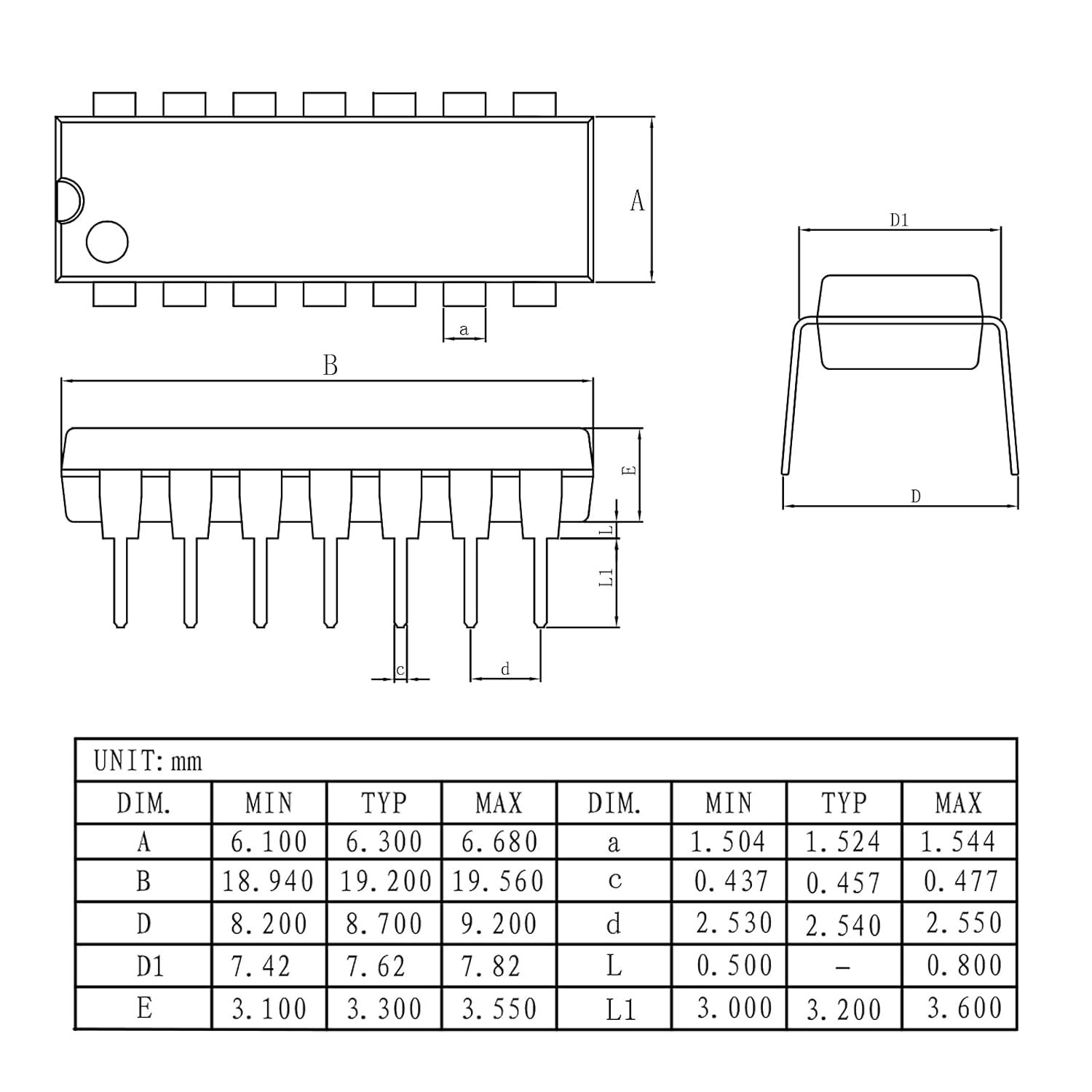 Hex Schmitt-Trigger 2V to 6V 2.54mm SN74HC14 74HC14 SN74 IC Breadboard-Friend…