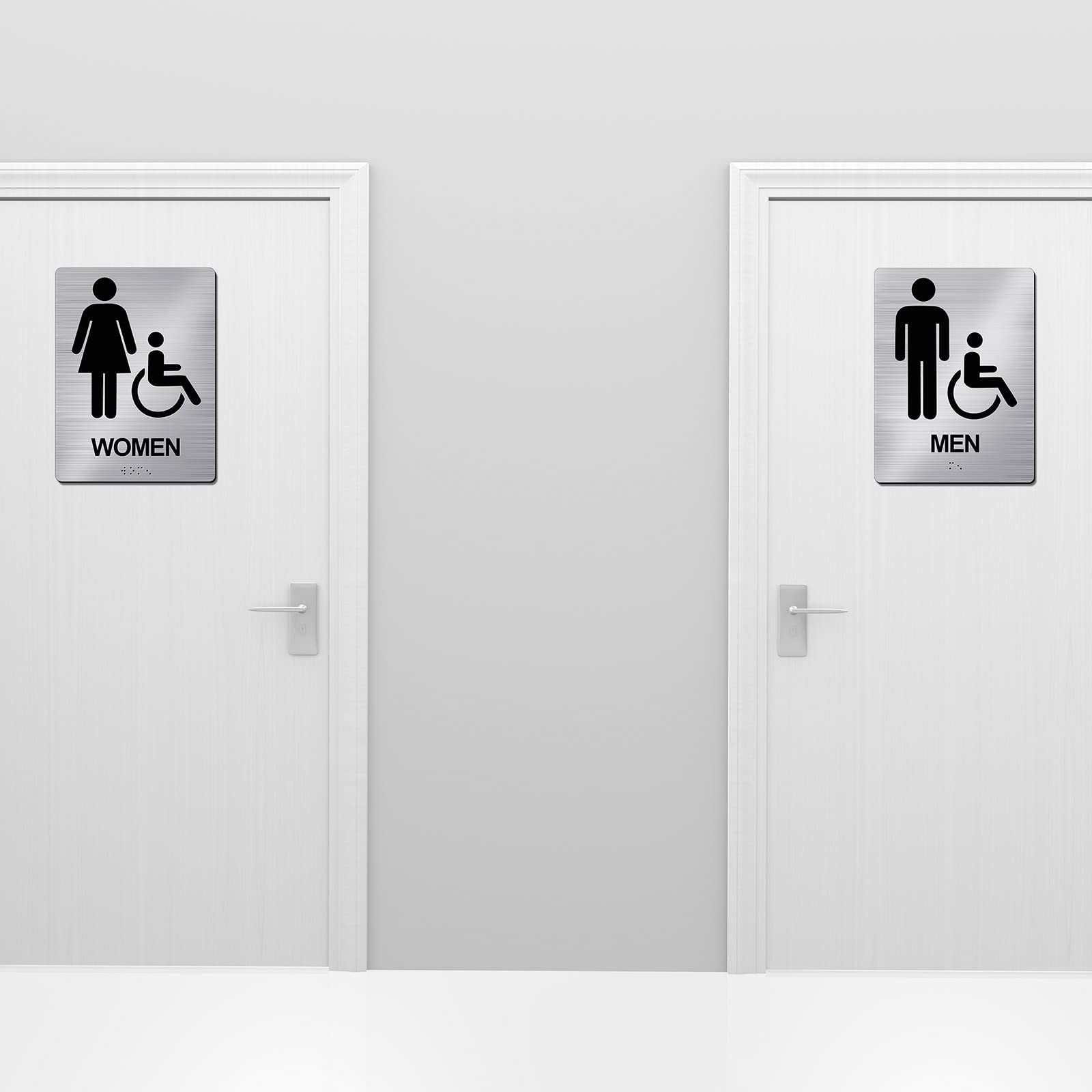 2 Pcs Restroom Sign Business Men and Women Commercial Bathroom Signs, 8 x 6 Inch