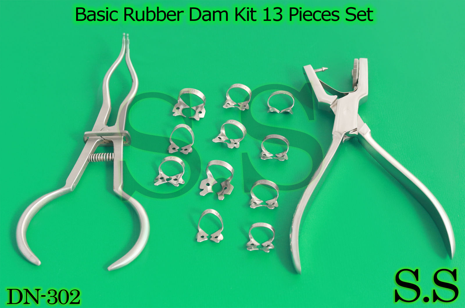 Complete Dental Isolation Kit Basic Rubber Dam Set with 13 Essential Tool DN-302