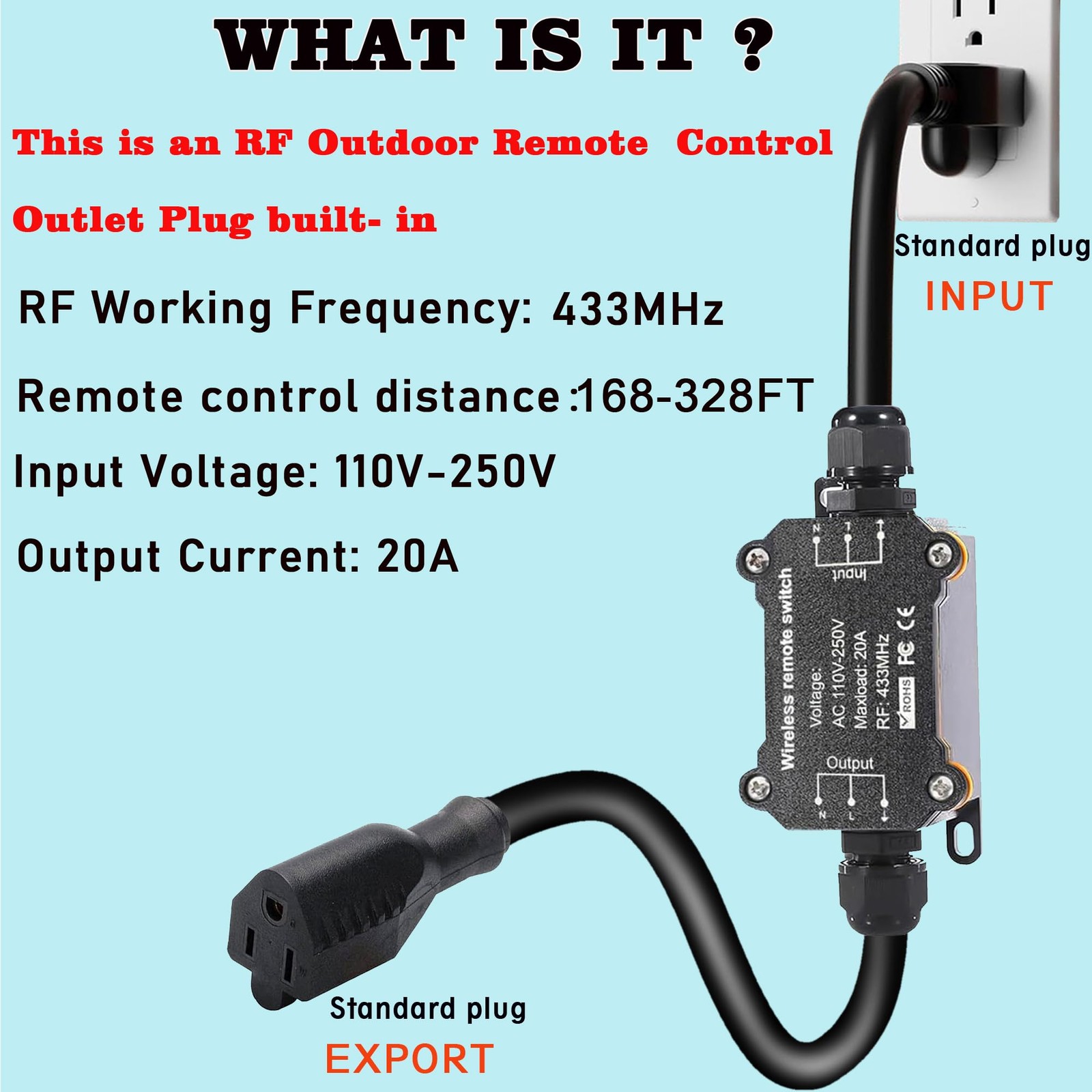 AC110V Remote Control Power Switch,Waterproof Wireless Light 110-250V