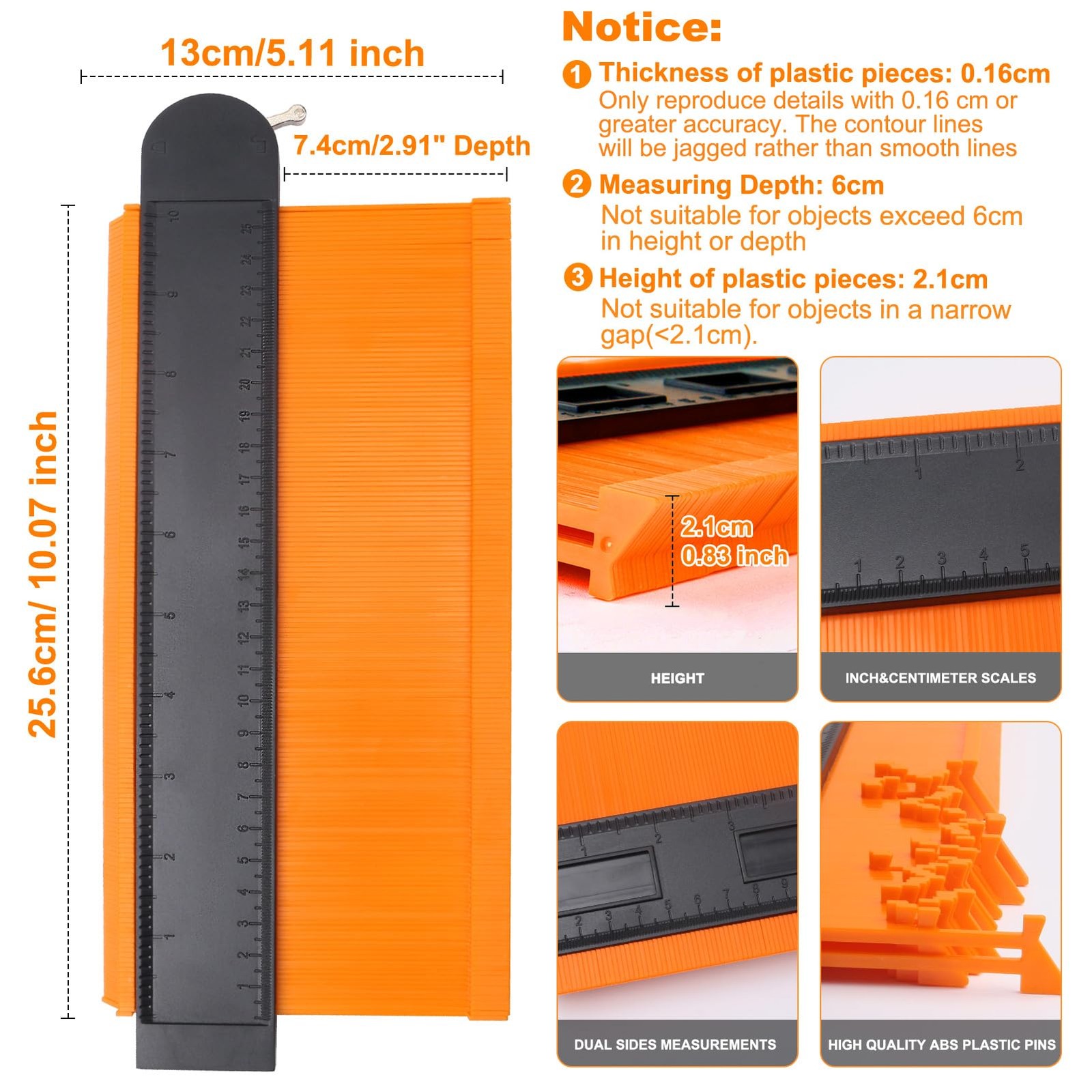 10 Inch Contour Gauge Tool Irregular Shape Duplicator for Woodworking Flooring