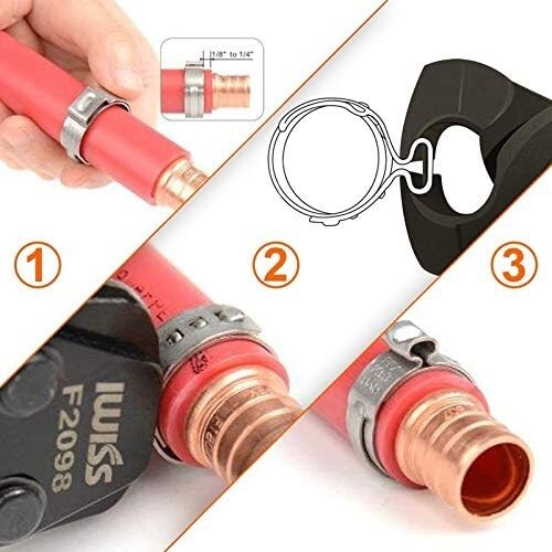 40pcs 1/4″ Single Ear Hose Clamps 304 Stainless Steel 7mm-8.7mm Pex Cinch Clamps