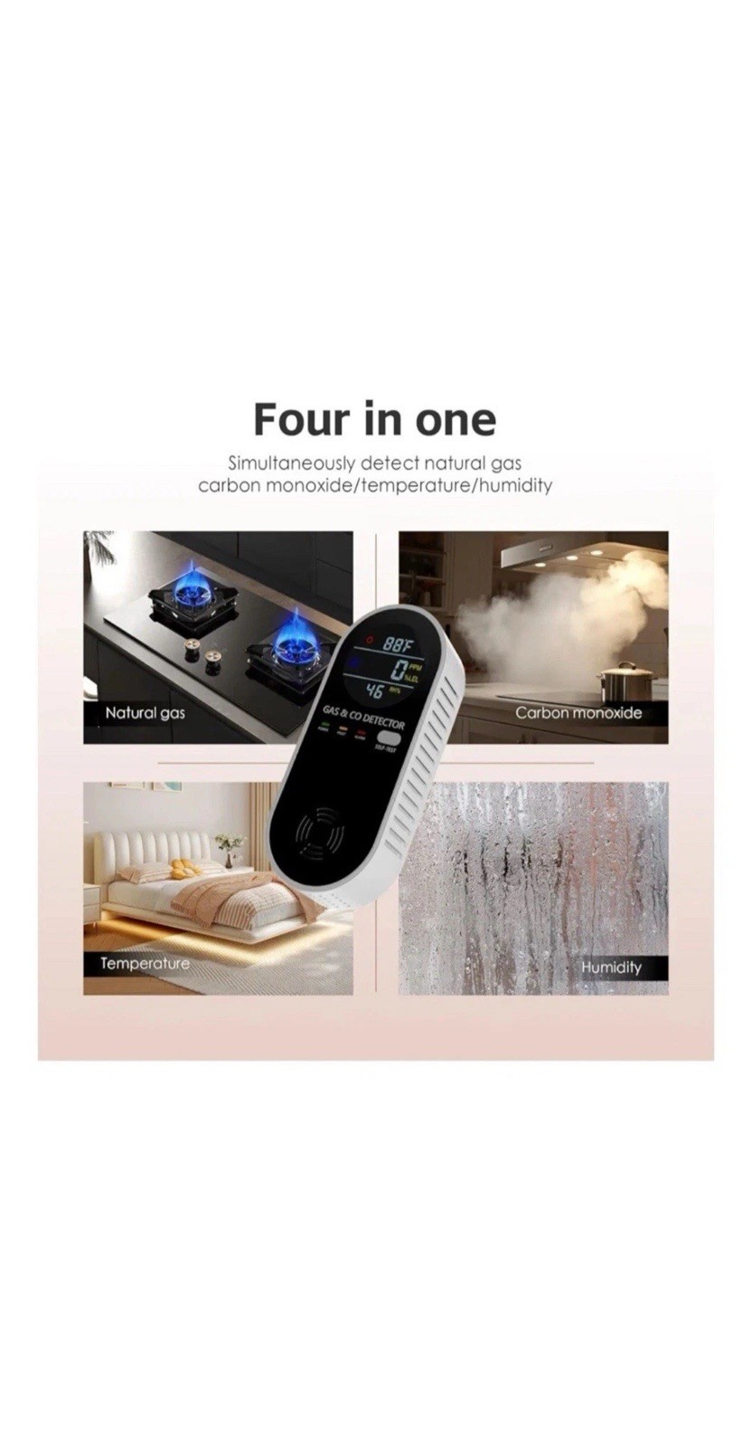 Carbon Monoxide & Gas Detector Alarm Plug-In CO Sensor HOME/RV 2 Pack KH158