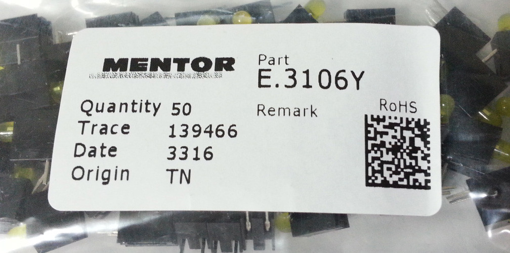 200pcs Mentor E.3106Y LED Yellow 3mm 588nm Circuit Board Beacon Indicators Assy
