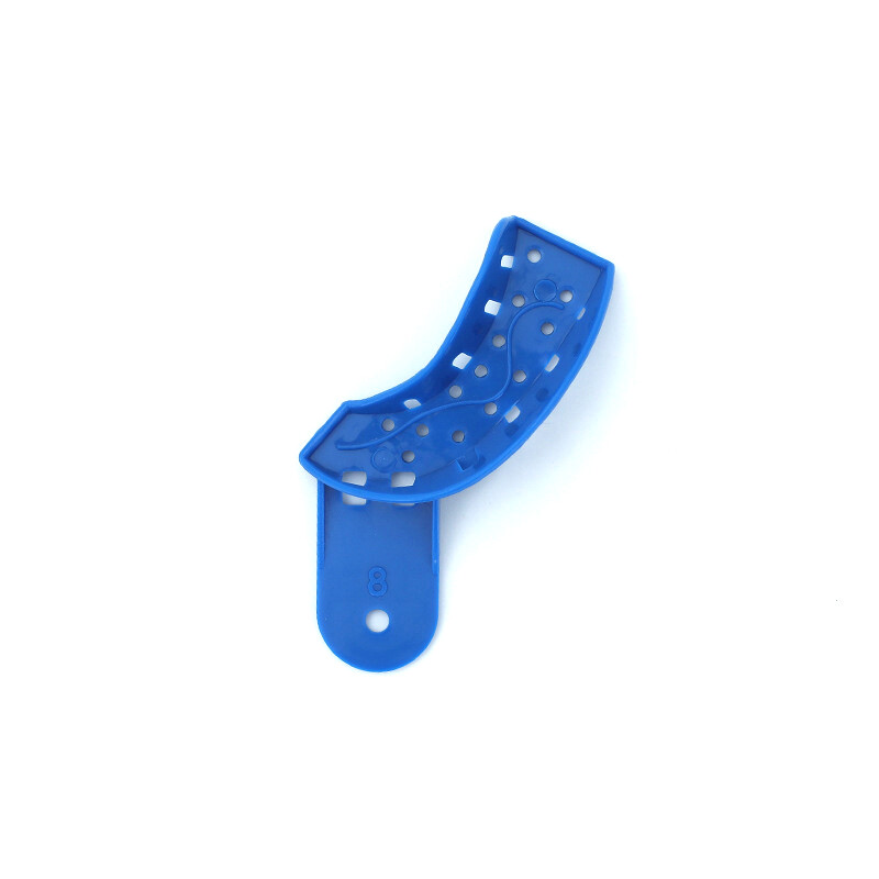 2PCS Dental Impression Trays Blue Plastic Perforated Set Upper / Lower S/M/L/XL
