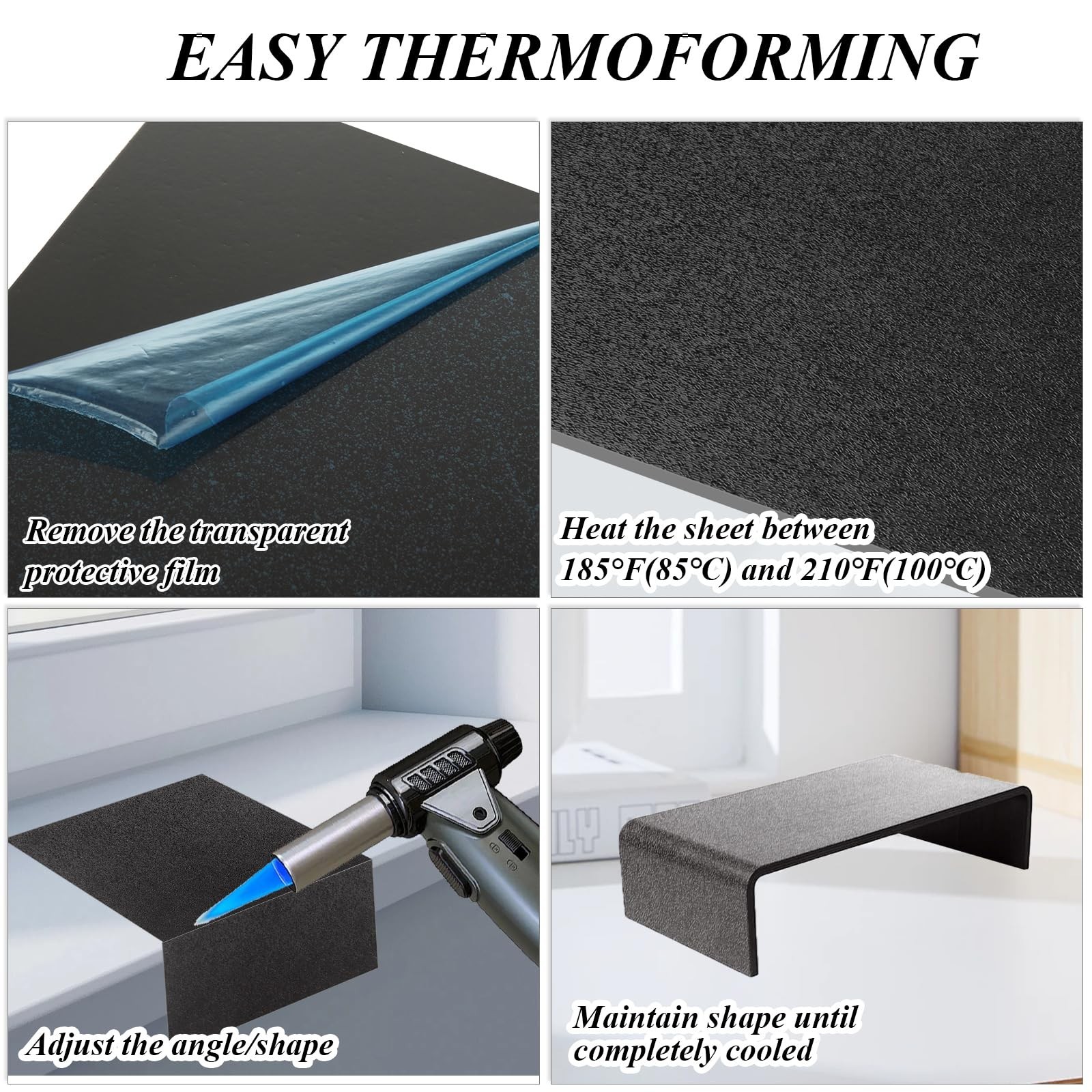 3 PCS 1/4 ABS Plastic Sheet 1/4 Inch Thick 12″ x 16″ Black Plastic Sheet PVC …