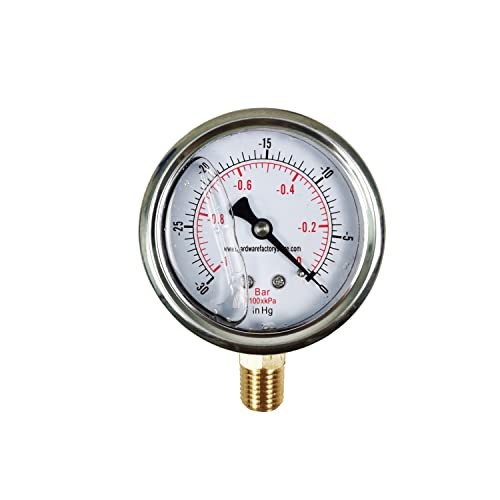 HFS(R) Oil Filled Vacuum Pressure Gauge -2.5″ Dial Size, 1/4″ NPT Lower Mount