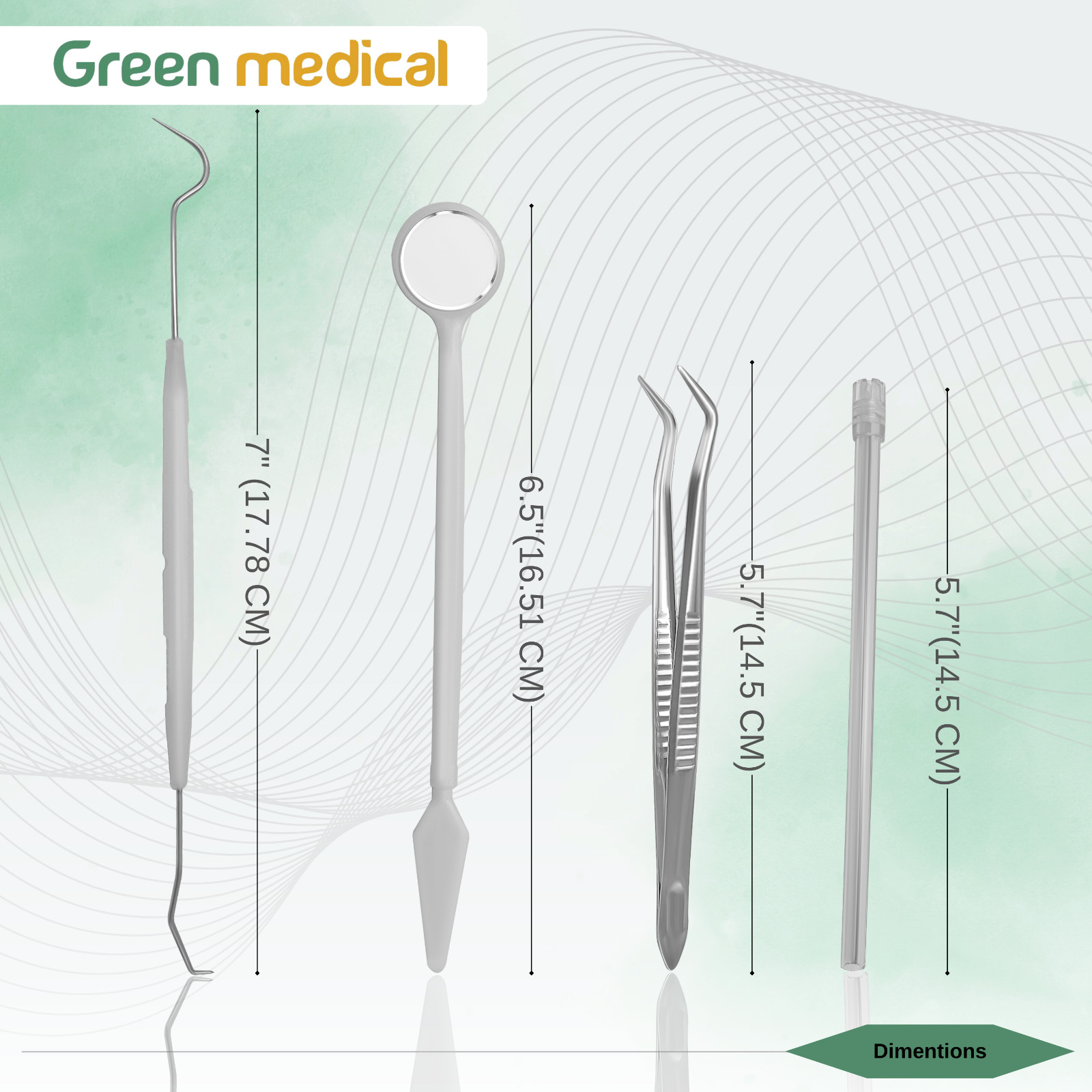 50 Pack Disposable Dental Examination Kit 8-Pcs Basic Instruments Set