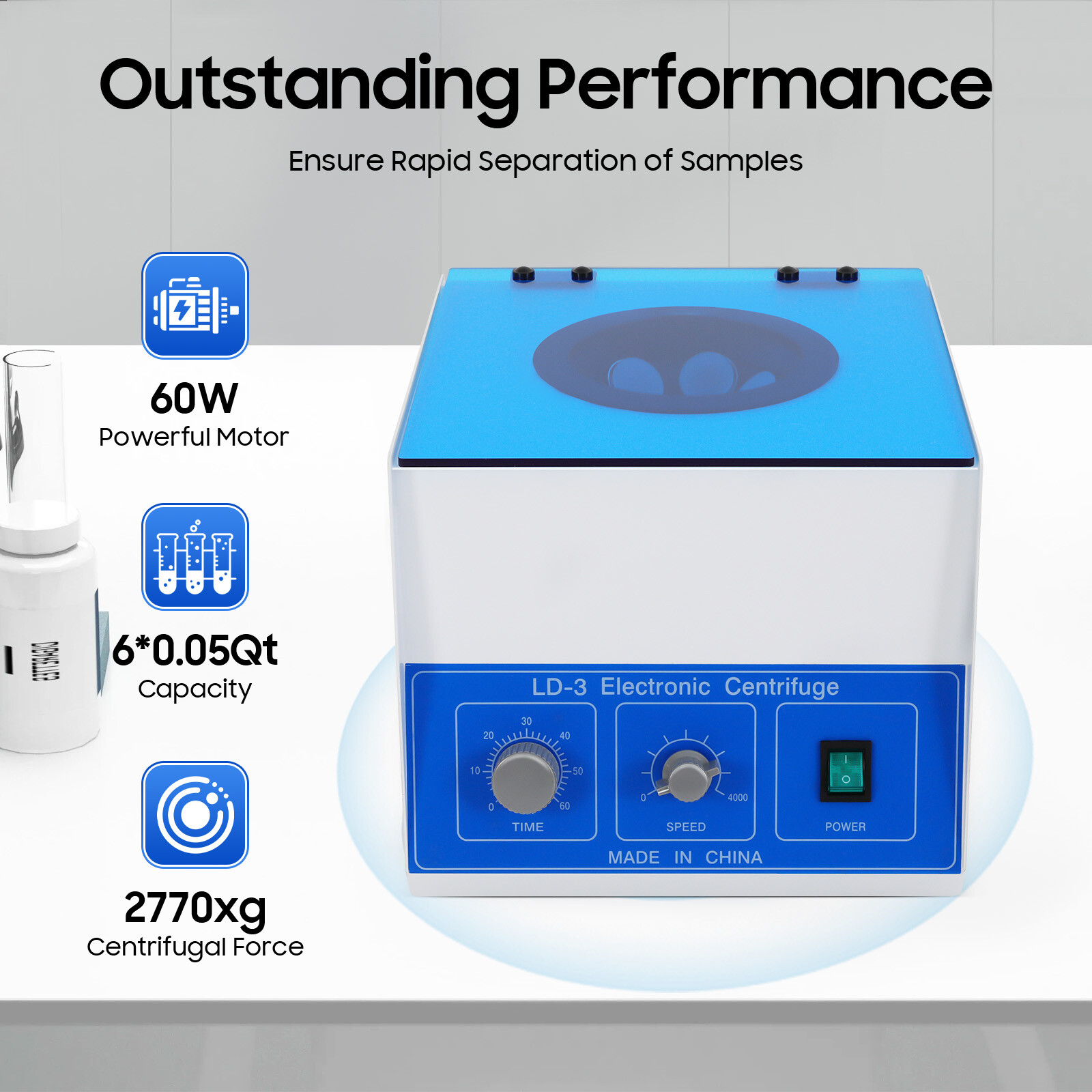 6*50ml LD-3 Electric Benchtop Centrifuge Lab Medical Practice Machine 4000rpm US