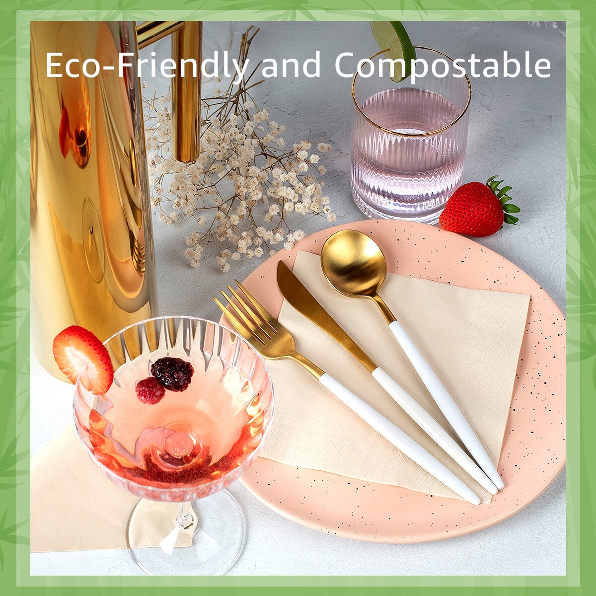Ibambo Bamboo Everyday Napkins – 1000 Pack, 2-Ply, Compostable Dinner Napkins