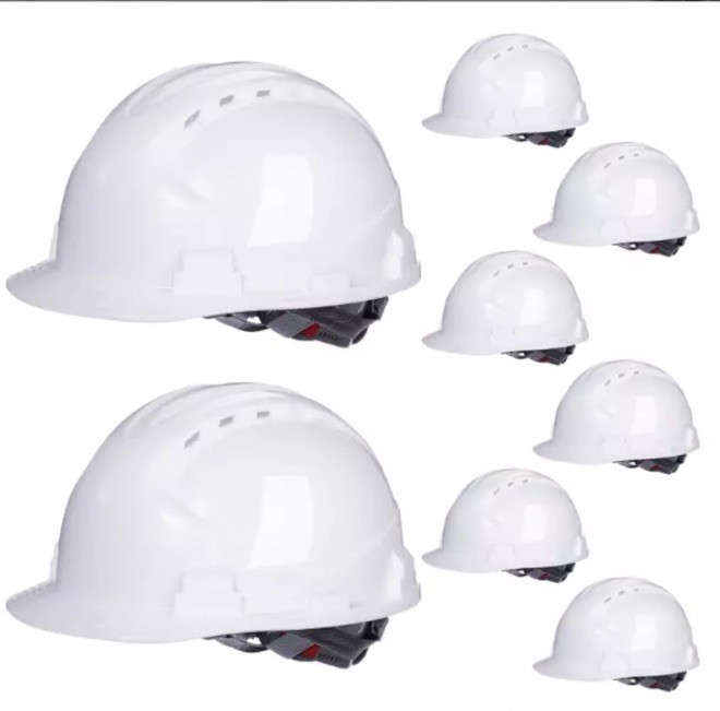 Leumoi 8 Pieces 4 Pt. Suspension Hard Hat Bulk Safety Helmets Adjustable Ratc…