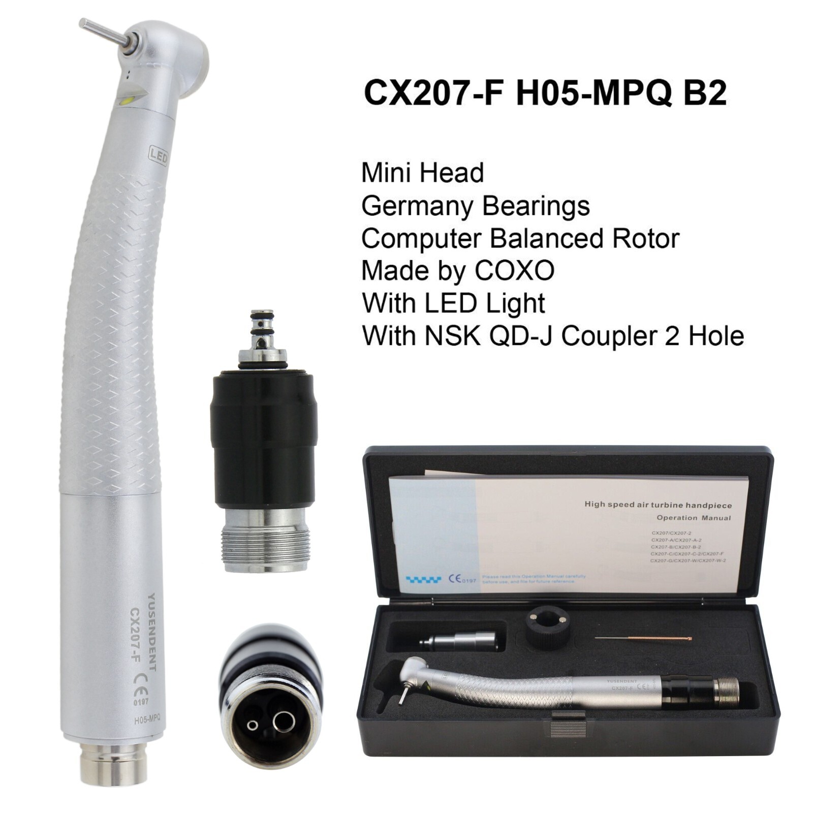 COXO Dental E Generator LED Handpiece High Speed Self Power Turbine 2/4 Hole NSK