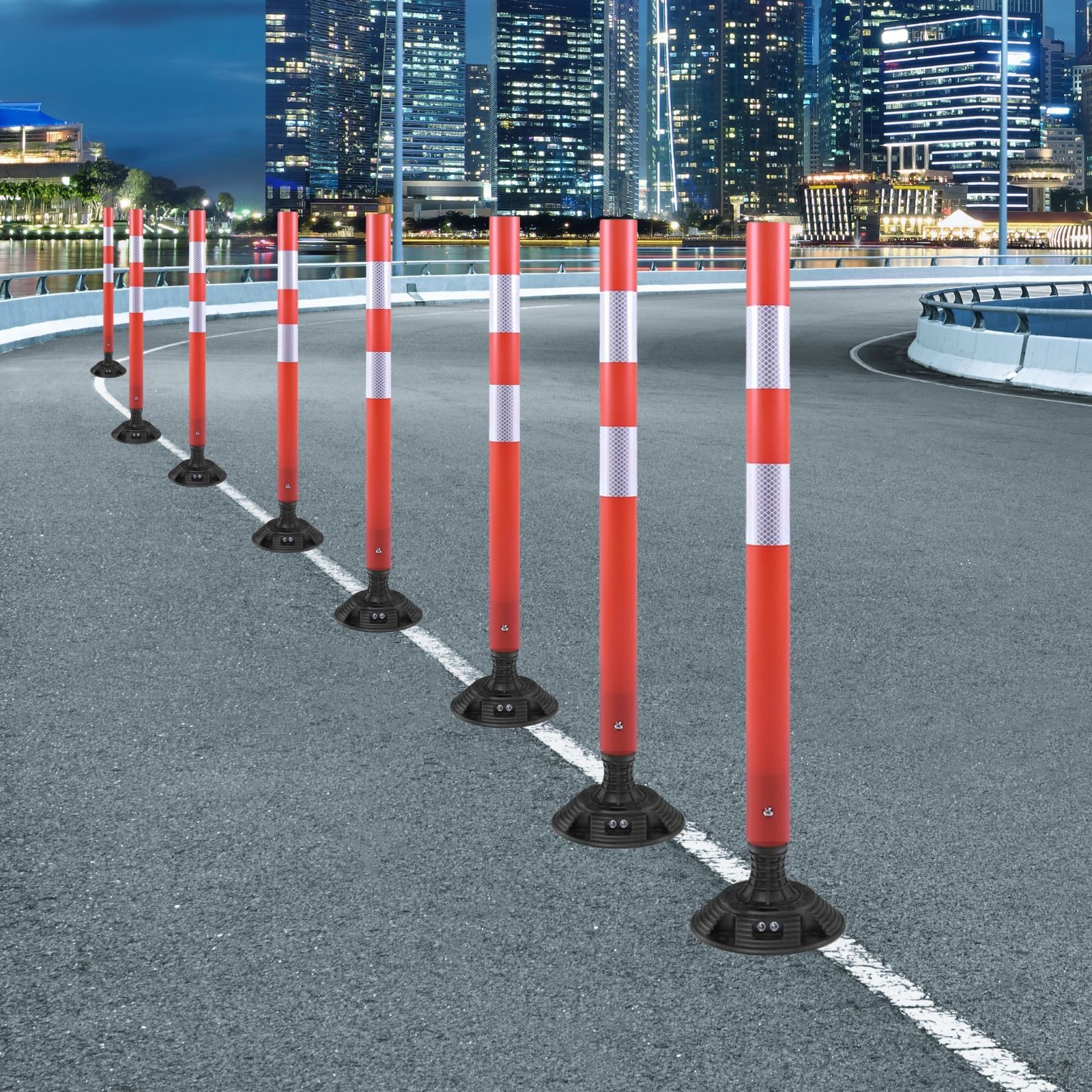 8Pack 36inch Orange Traffic Delineator Posts High Visibility Reflective Safety