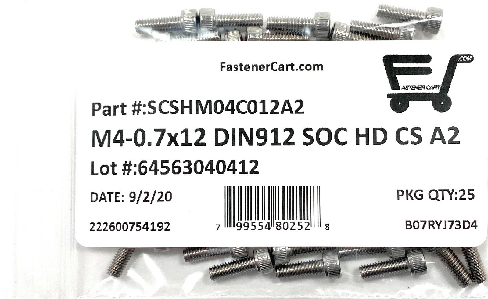 (25) M4-0.7 x 12 Stainless Steel Socket Head Socket Cap Screws DIN912 M4x0.7×12