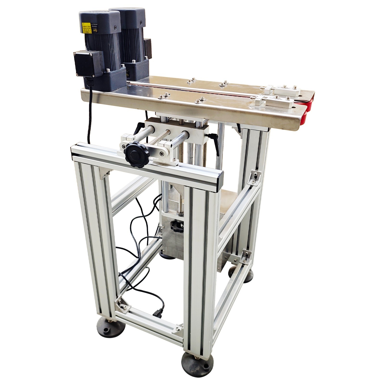110V 0.39″–6.69″ Bottle Clamping Conveyor Bottomless Gap Transfer Double Motor