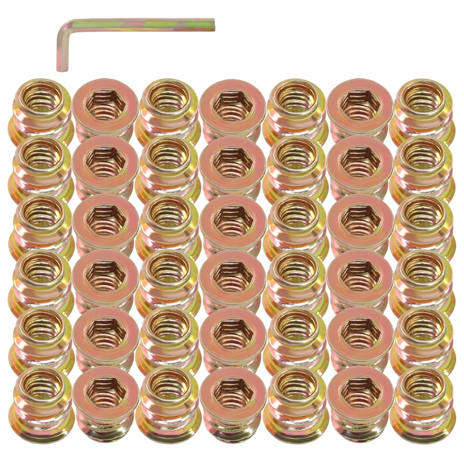 100-Pack 1/4-20 Threaded Wood Inserts for Furniture & DIY Projects