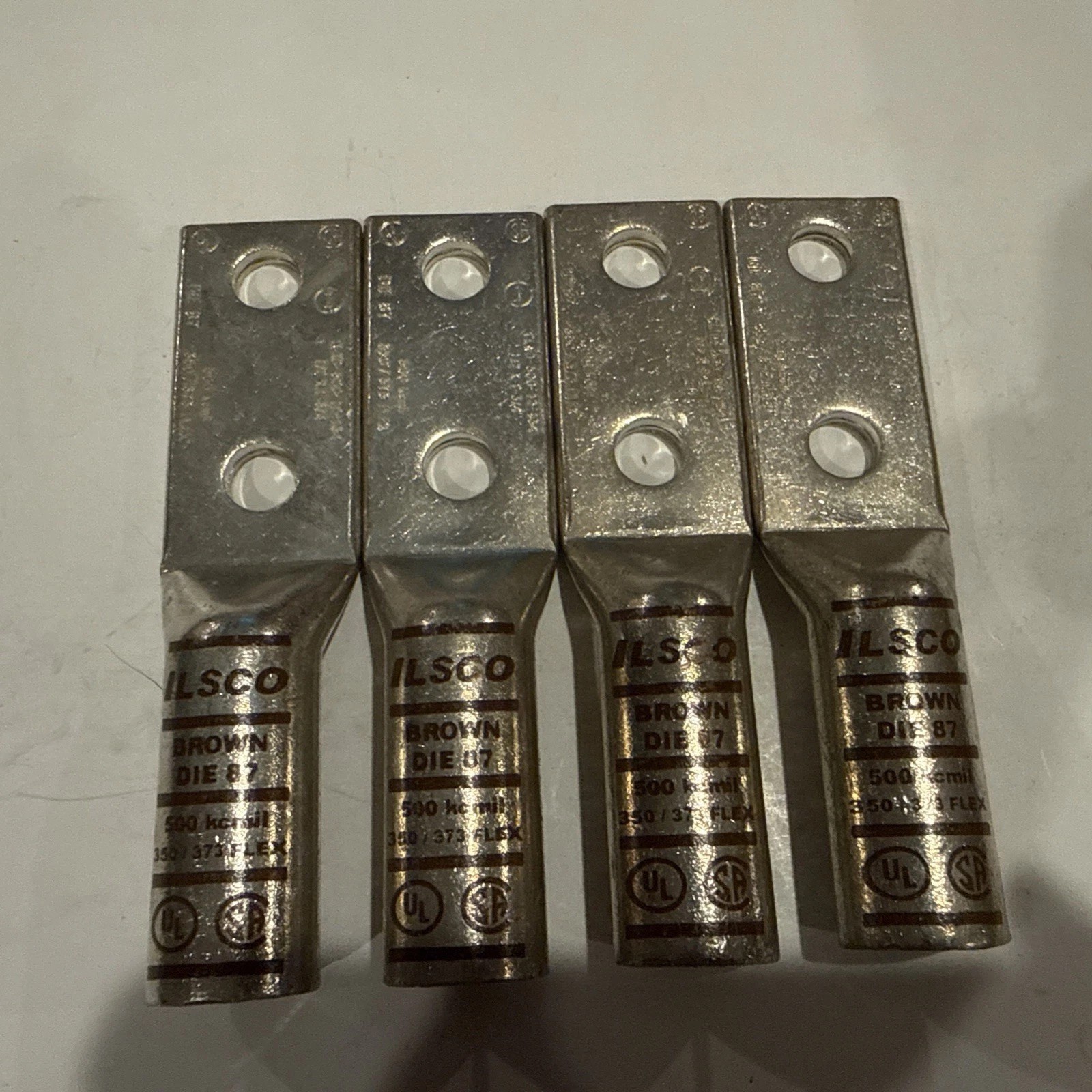 Lot of 4- ILSCO (CLND-500-12-134) 500 MCM Copper Compression Lug 2 Hole