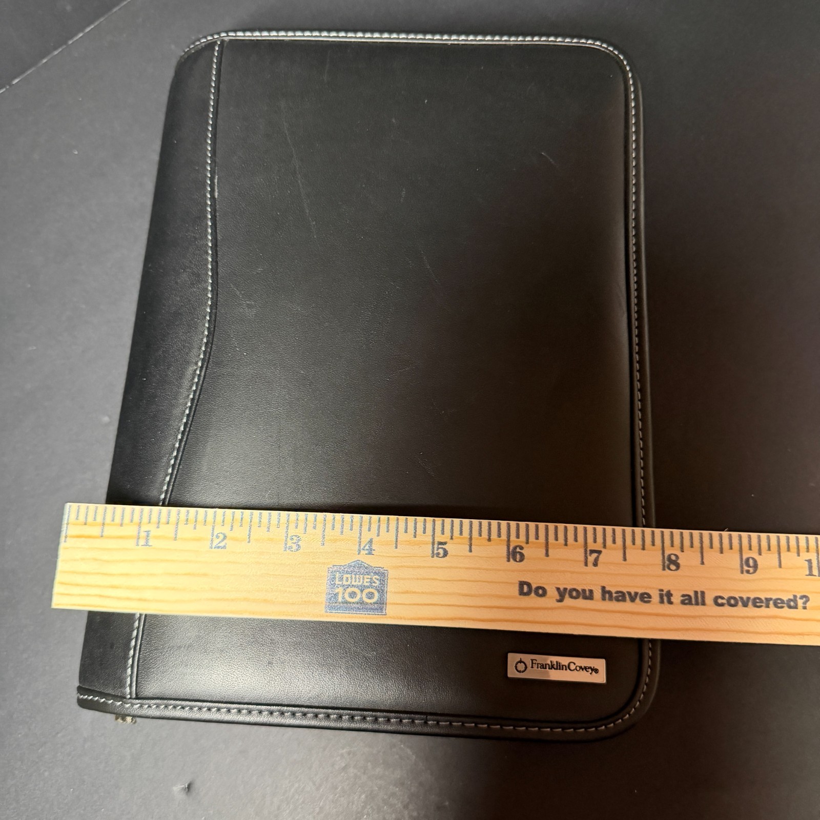 Black Leather Franklin Covey Zipper Agenda Planner, 8 x 10 1/2 inches