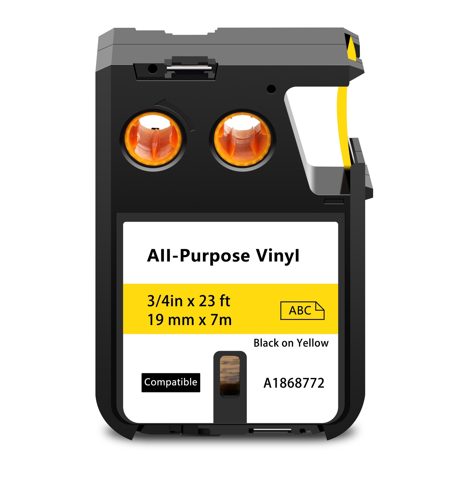 19mm 1868772 Vinyl Label Tape for DYMO XTL-300 XTL-500 Black on Yellow 5pk