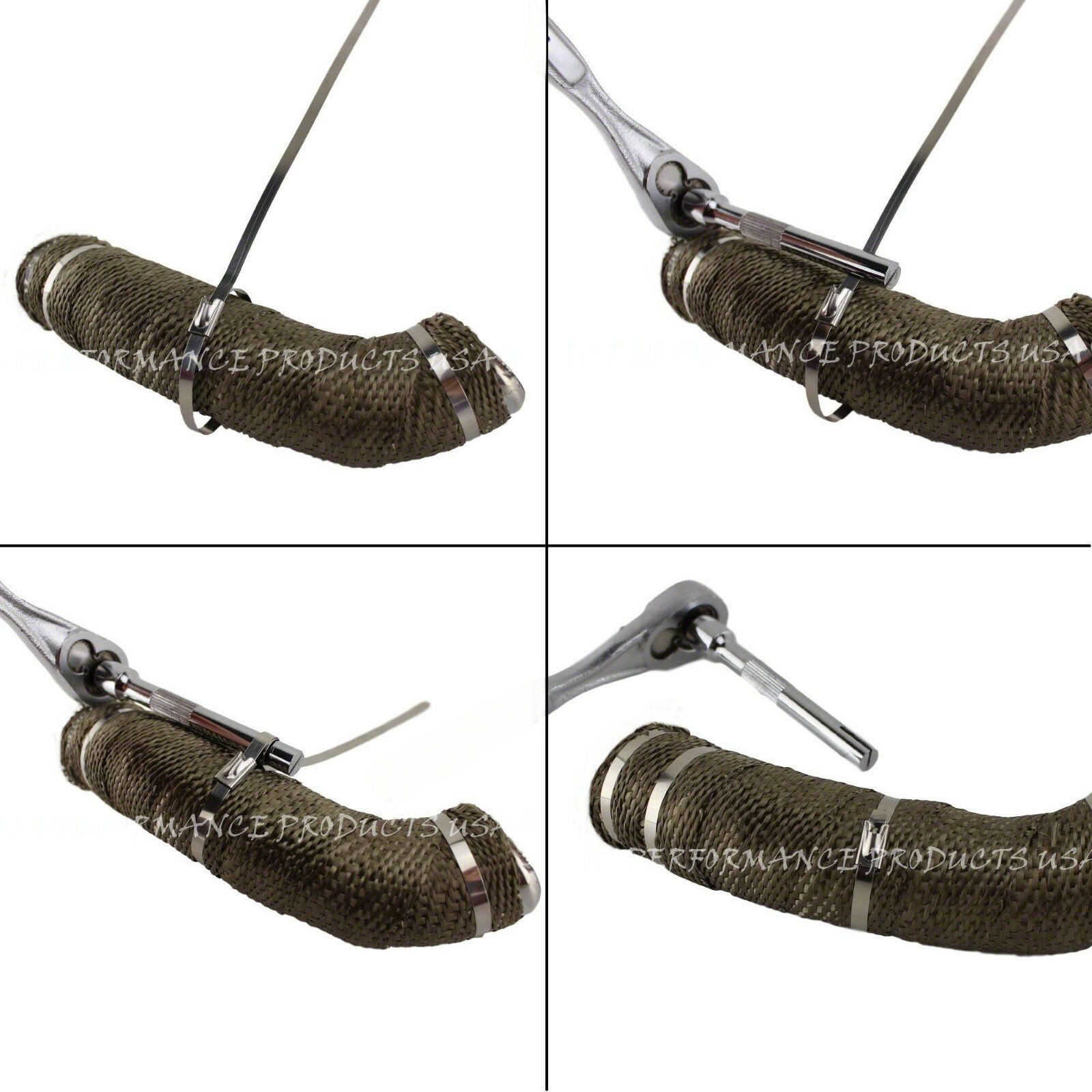 STAINLESS STEEL 310 CABLE TIES STRAP EXHAUST WRAP CLAMP WITH TIGHTENING TOOL USA