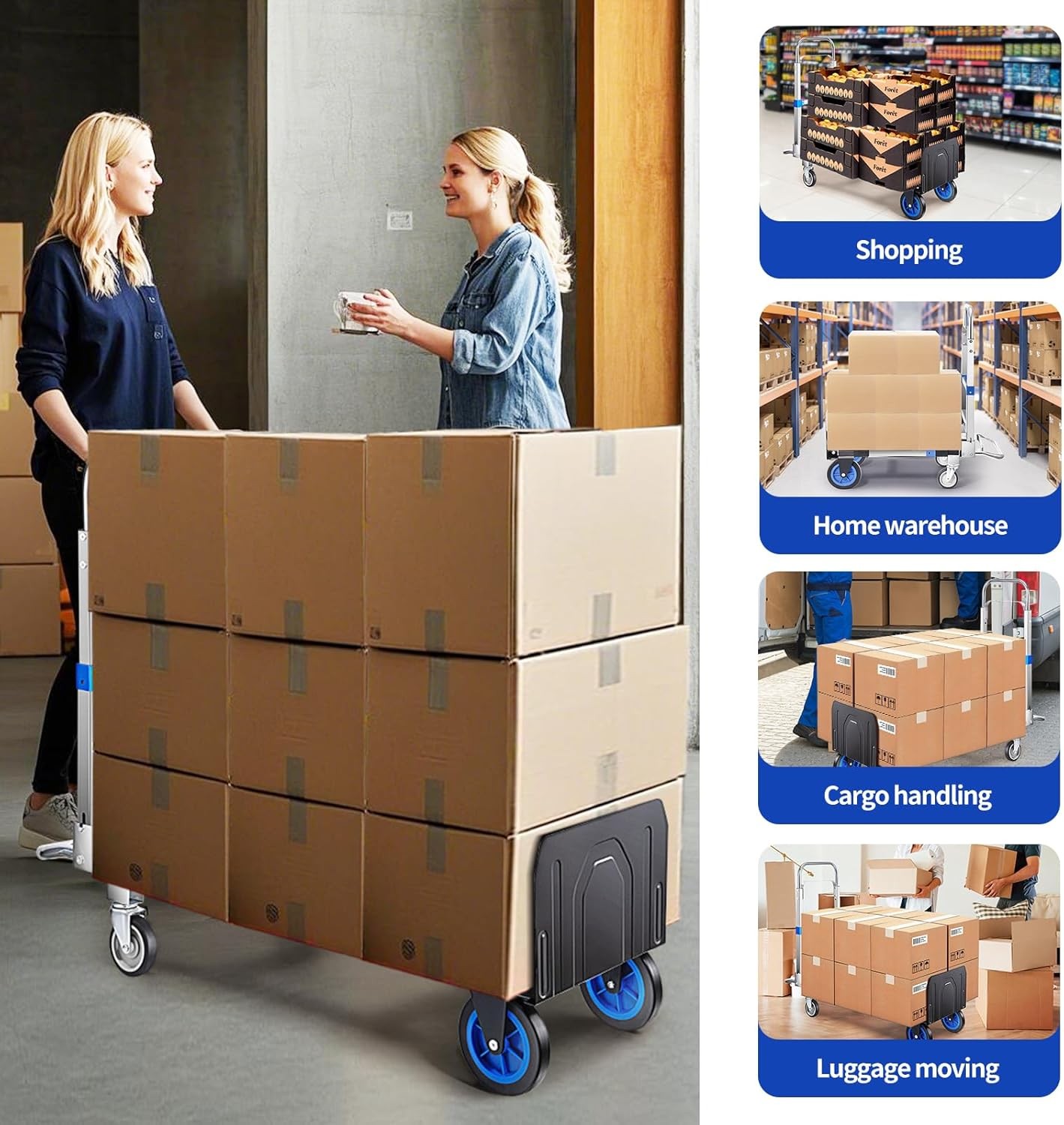 3 in 1 Heavy Duty Aluminum Convertible Hand Truck Folding Dolly Cart 660 lbs