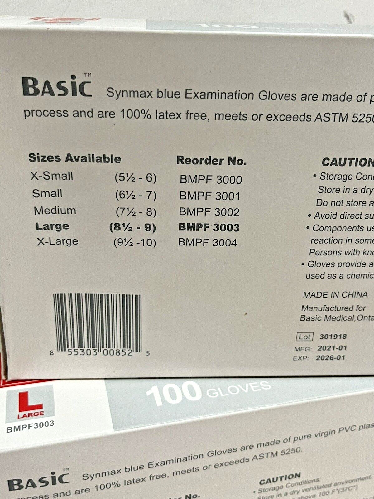 Synmax Disposable Vinyl Gloves, Latex & Powder Free (Box of 100), S-XL