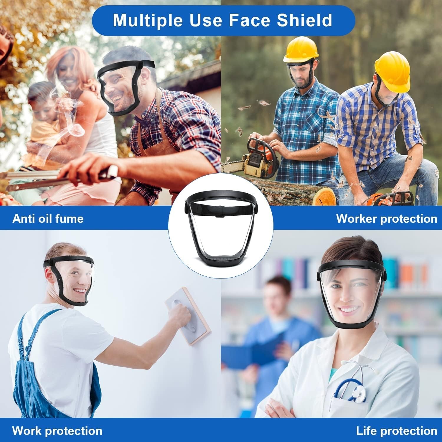 Durable 2 Pack Transparent Face Shield with Ergonomic Design – For Everyday Use