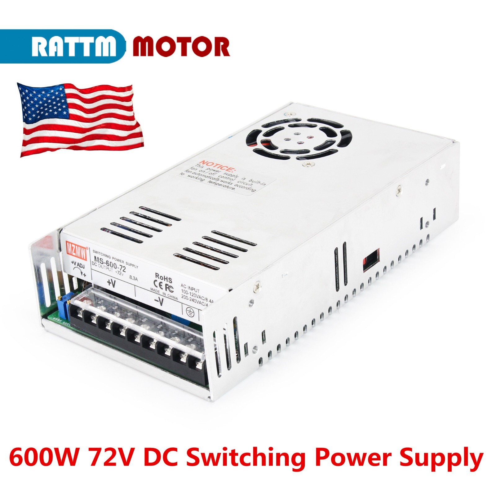 【in US】 600W 72V DC Switching Power Supply PSU Adapter AC to DC Transformer 8.3A