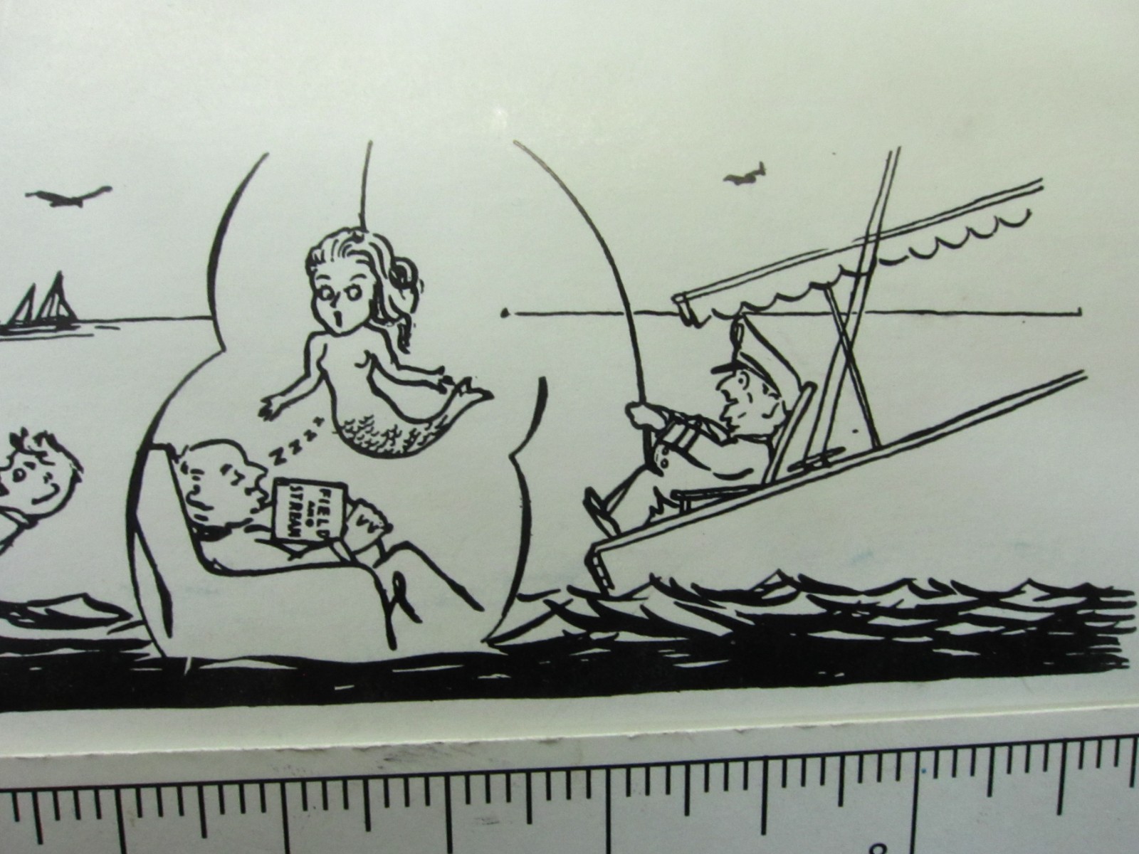 Printing Letterpress Printers Cut, Large Printers Cut «Whimsical Fishing » Zinc