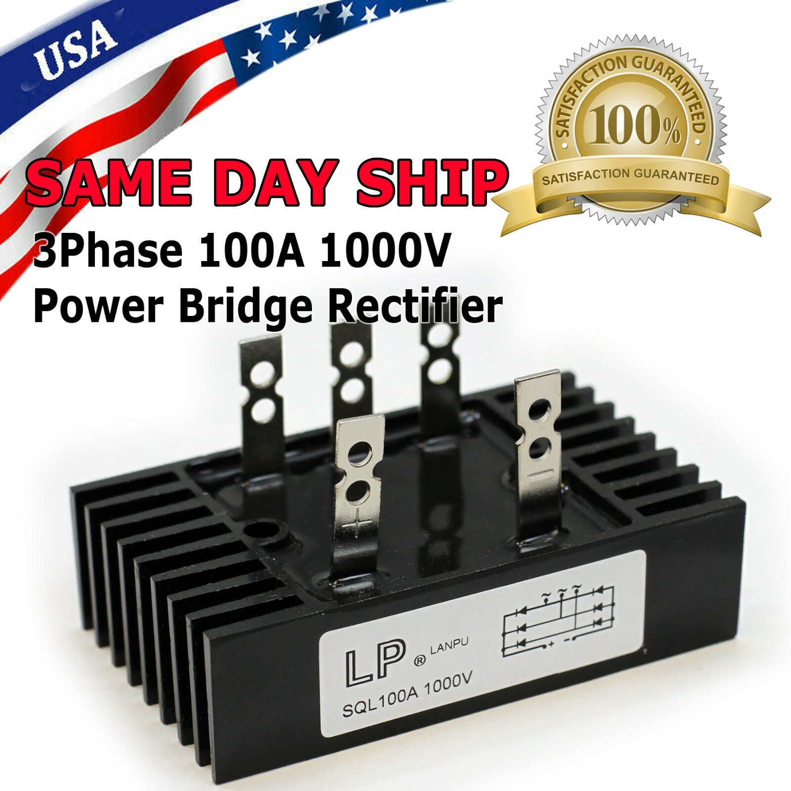Amico SQL 100A Amp 1000V 3 Phase Diode Metal Case Bridge Rectifier TS