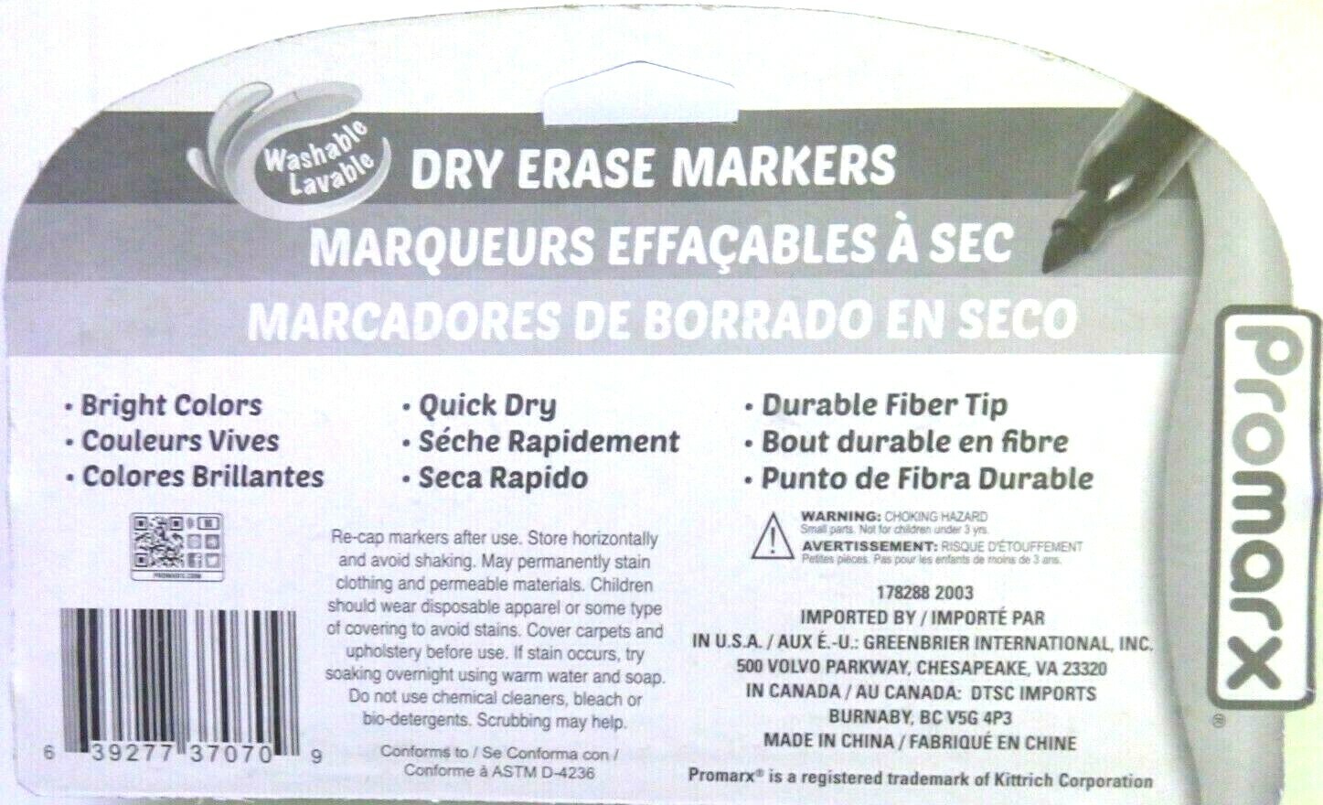 Promarx Dry Erase Low Odor Markers Black, Blue, Red