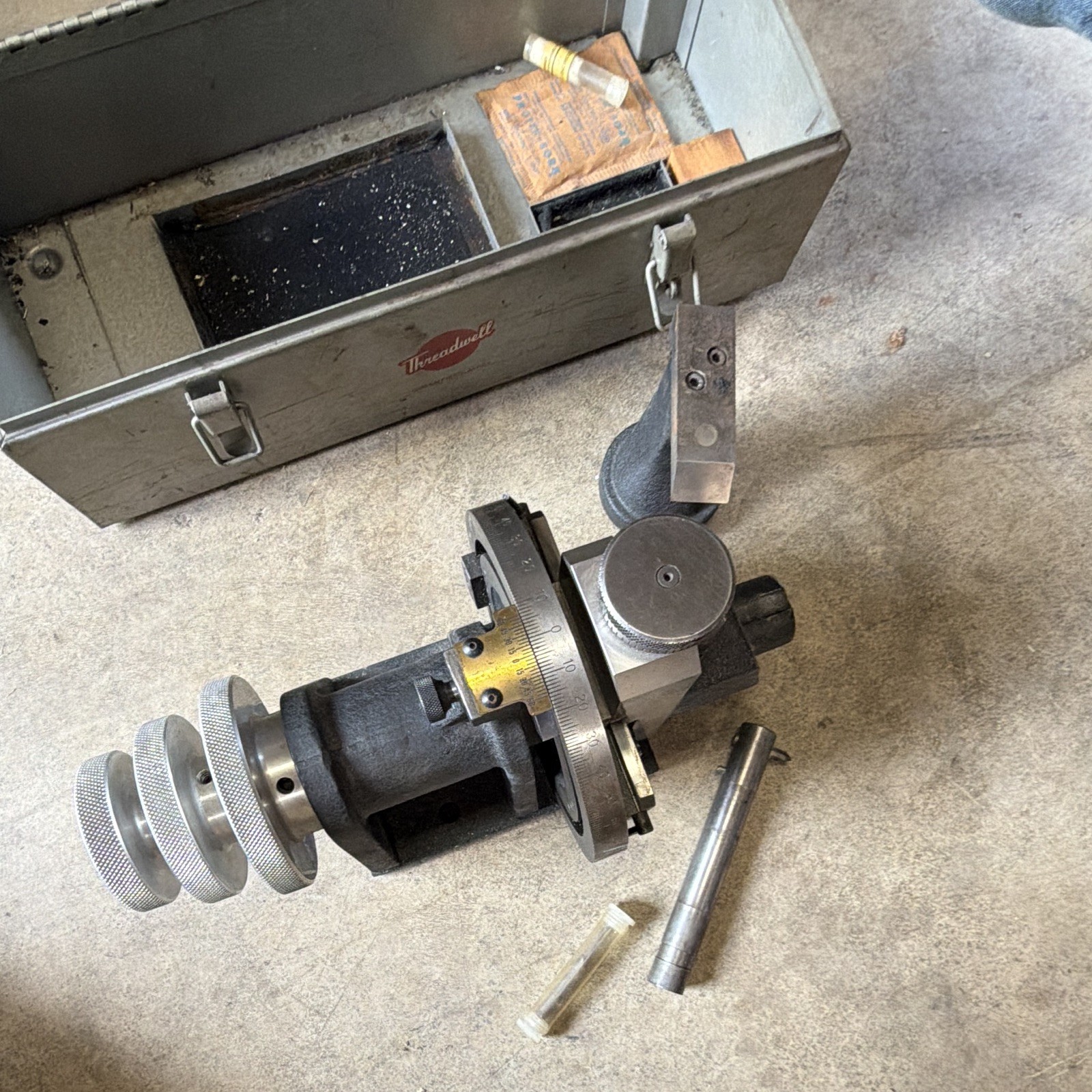 Threadwell Tangi-Matic Dresser Grinding Fixture in metal box- Made in the USA