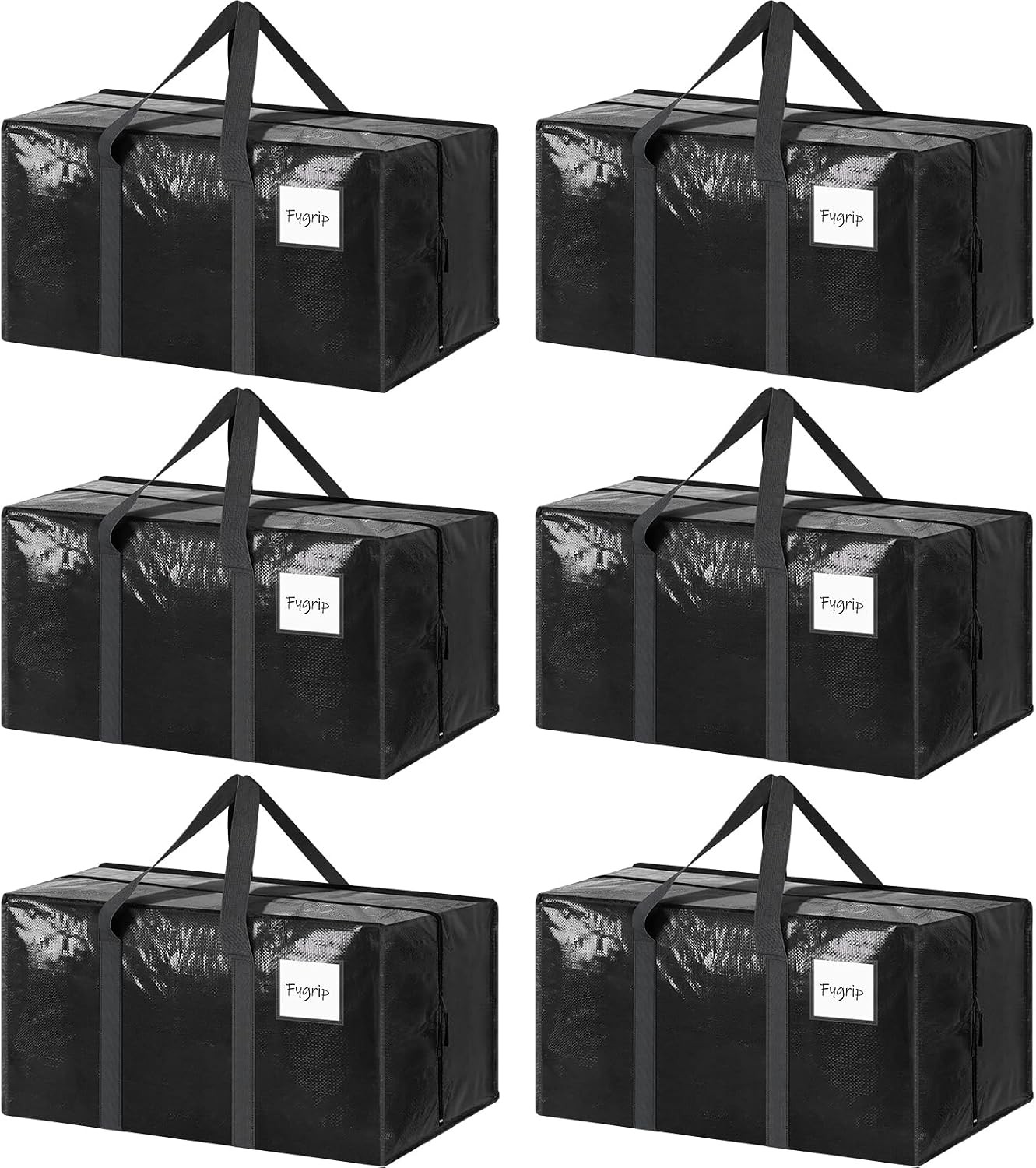 6 Pack Extra Heavy Duty Large Moving Bags with Strong Zipper, Dark Blue |…
