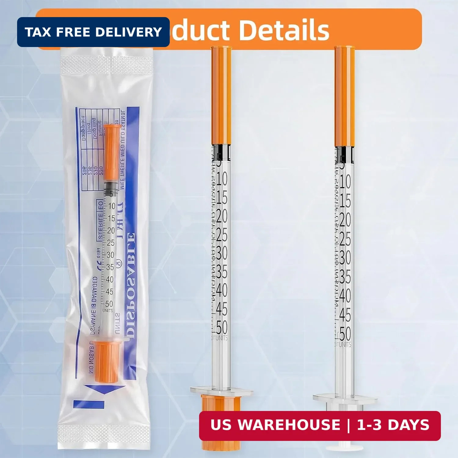 100 PACK 0.5ml/cc 31G 5/16″ 8mm, U-100