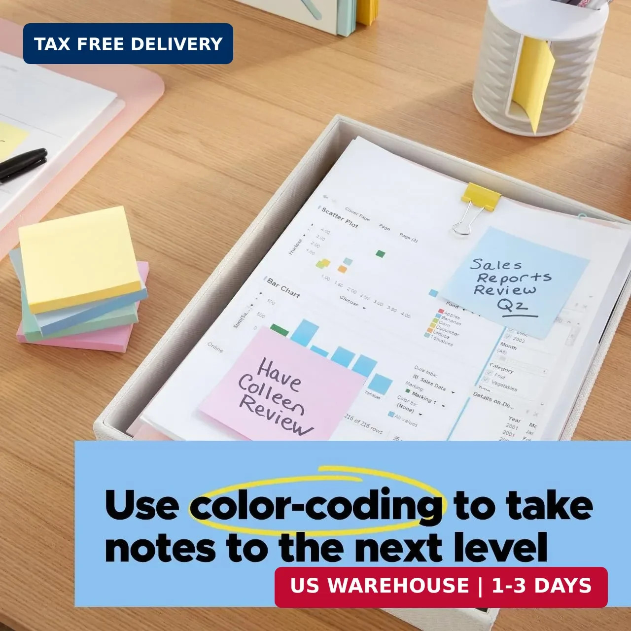 Post-it 100% Recycled Paper Super Sticky Notes, 3 in. x 3 in., 5 Pads, 70 Sheets
