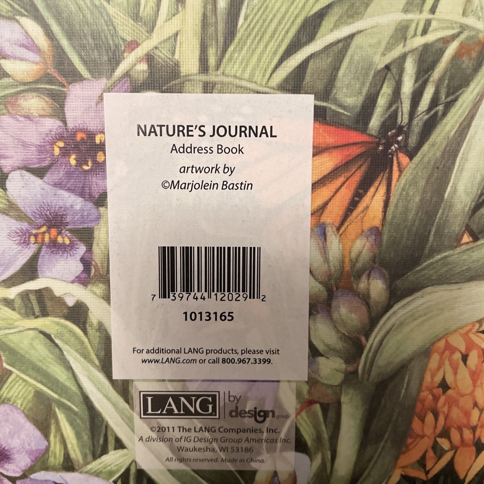 Lang «Natures Journal” New Address Book 3 Ring Binder Hardcover W Refill Pages