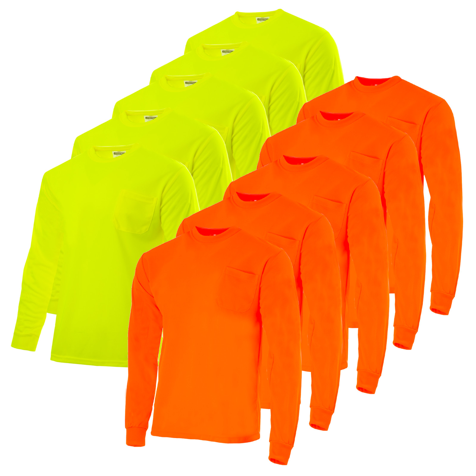 5 pack Safety Long sleeve Shirt with external Convenience Pocket