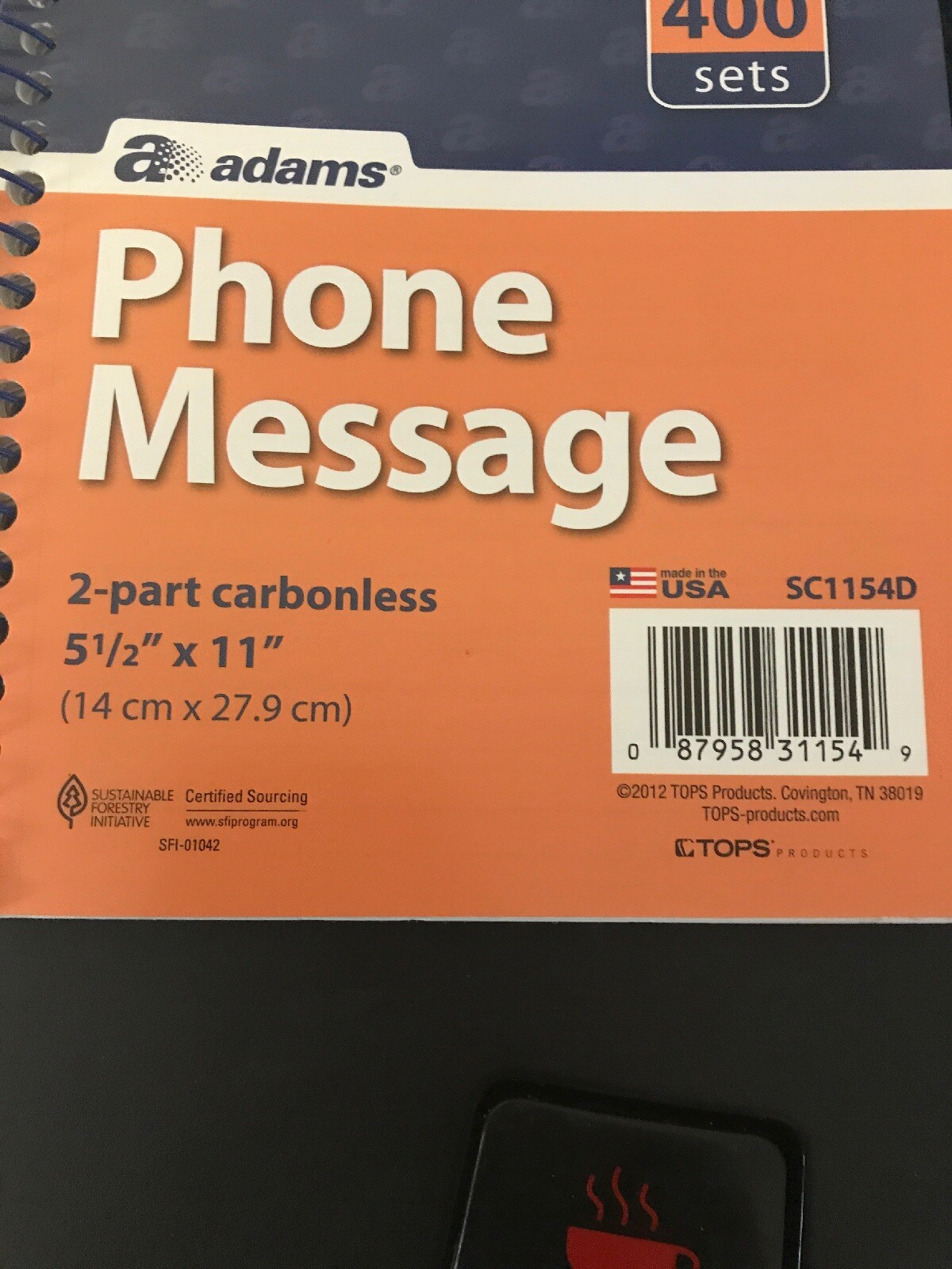 ADAMS PHONE MESSAGE SC1154D 5.5×11″ 400 sets (lot of 2)