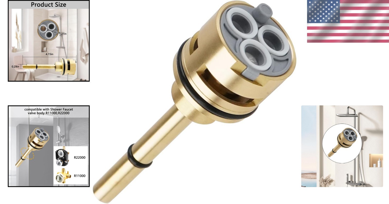 Diverter Cartridge 6-Setting Brass Replacement Valve Fits Delta Faucets