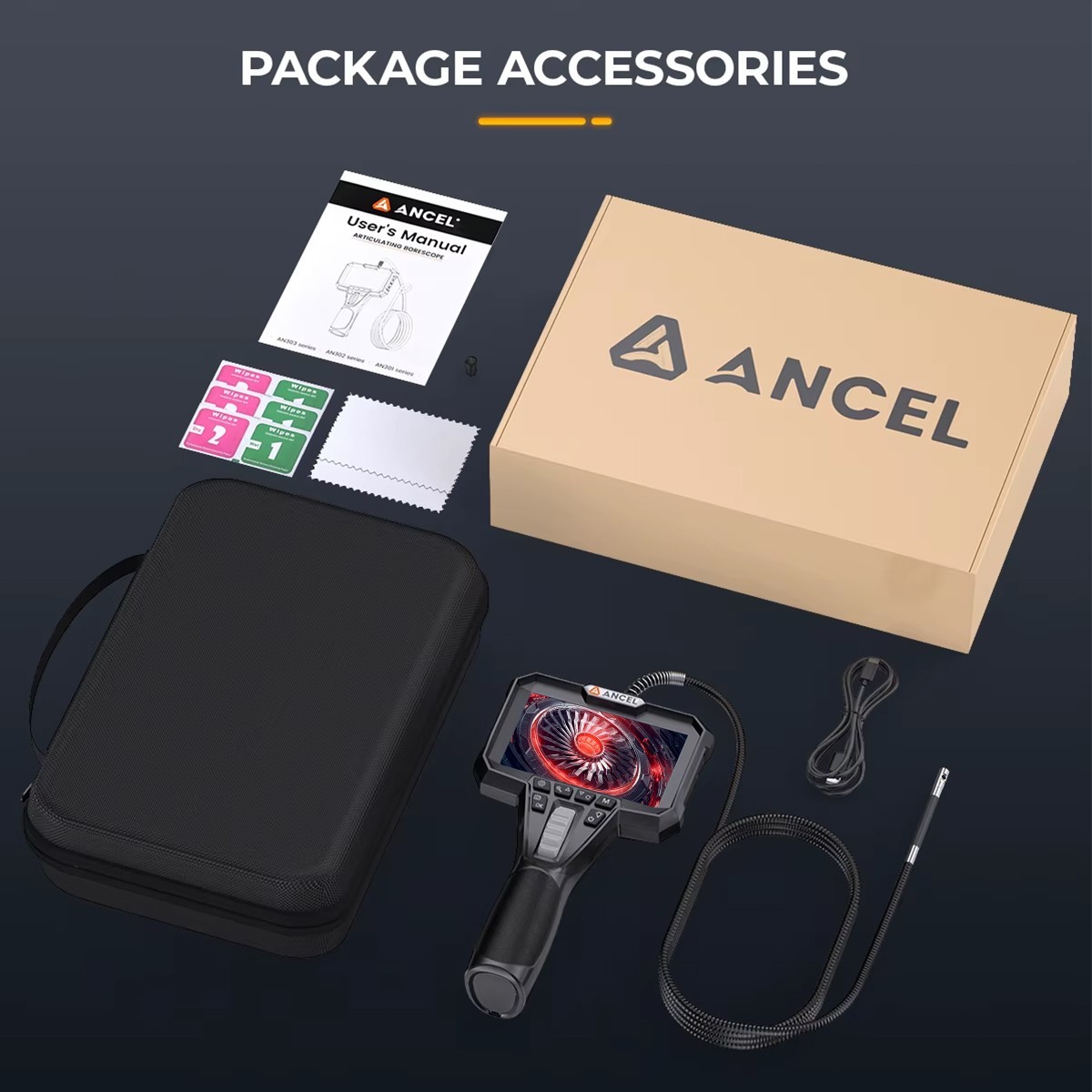 Ancel AN302 Bidirectional Articulated Endoscope 32GB Card 6.5MM Snake Camera