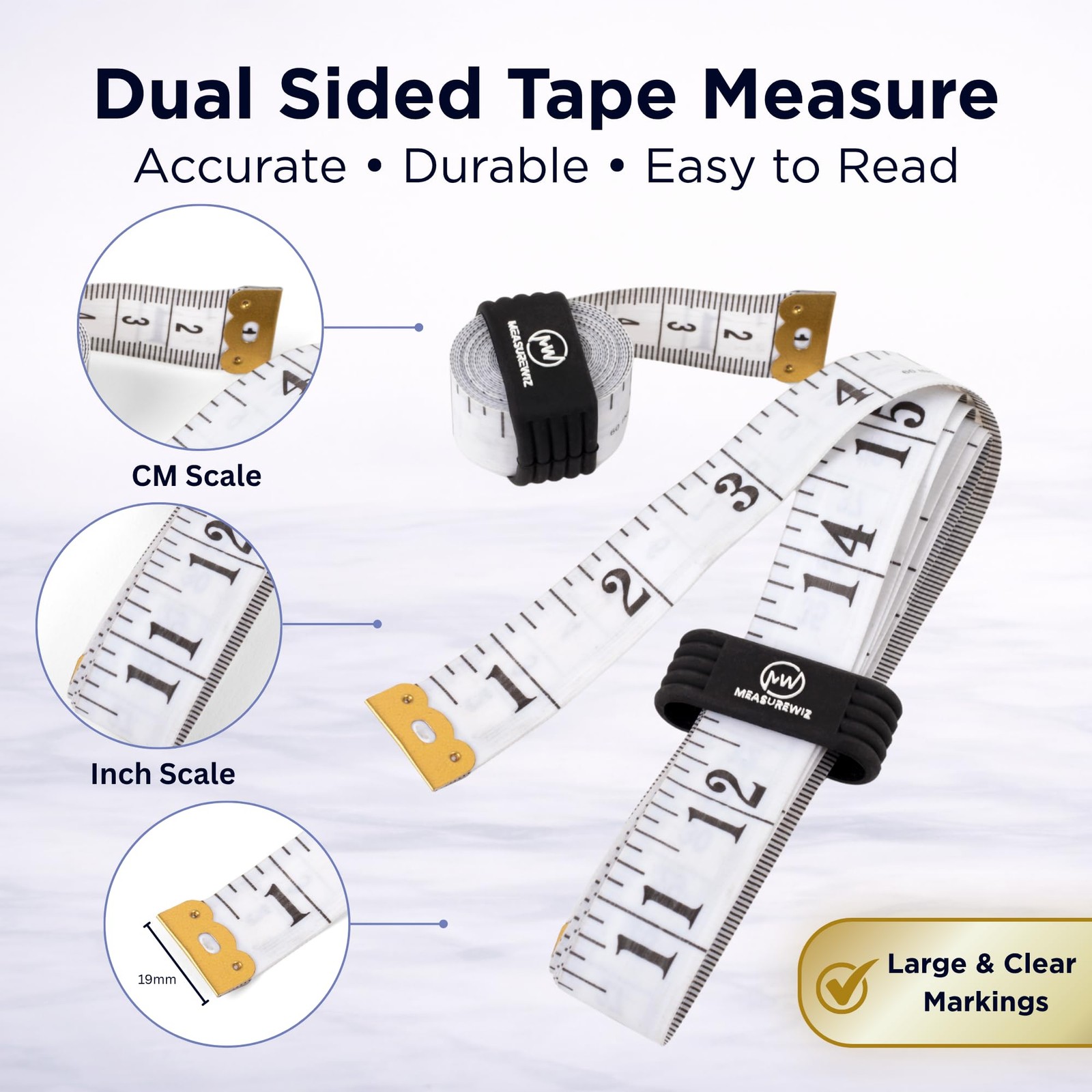 Soft Fabric Tape Measure 2 Pack 60 Inch 150cm Tailor Sewing Body Measurement