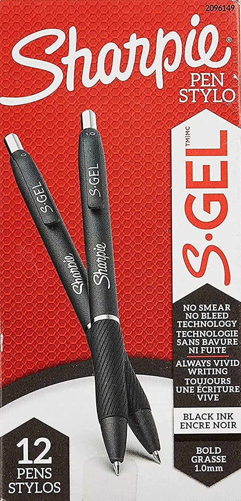 Sharpie S-Gel Gel Pens Bold Point 1.0mm Black Ink Gel Pen 12 Count
