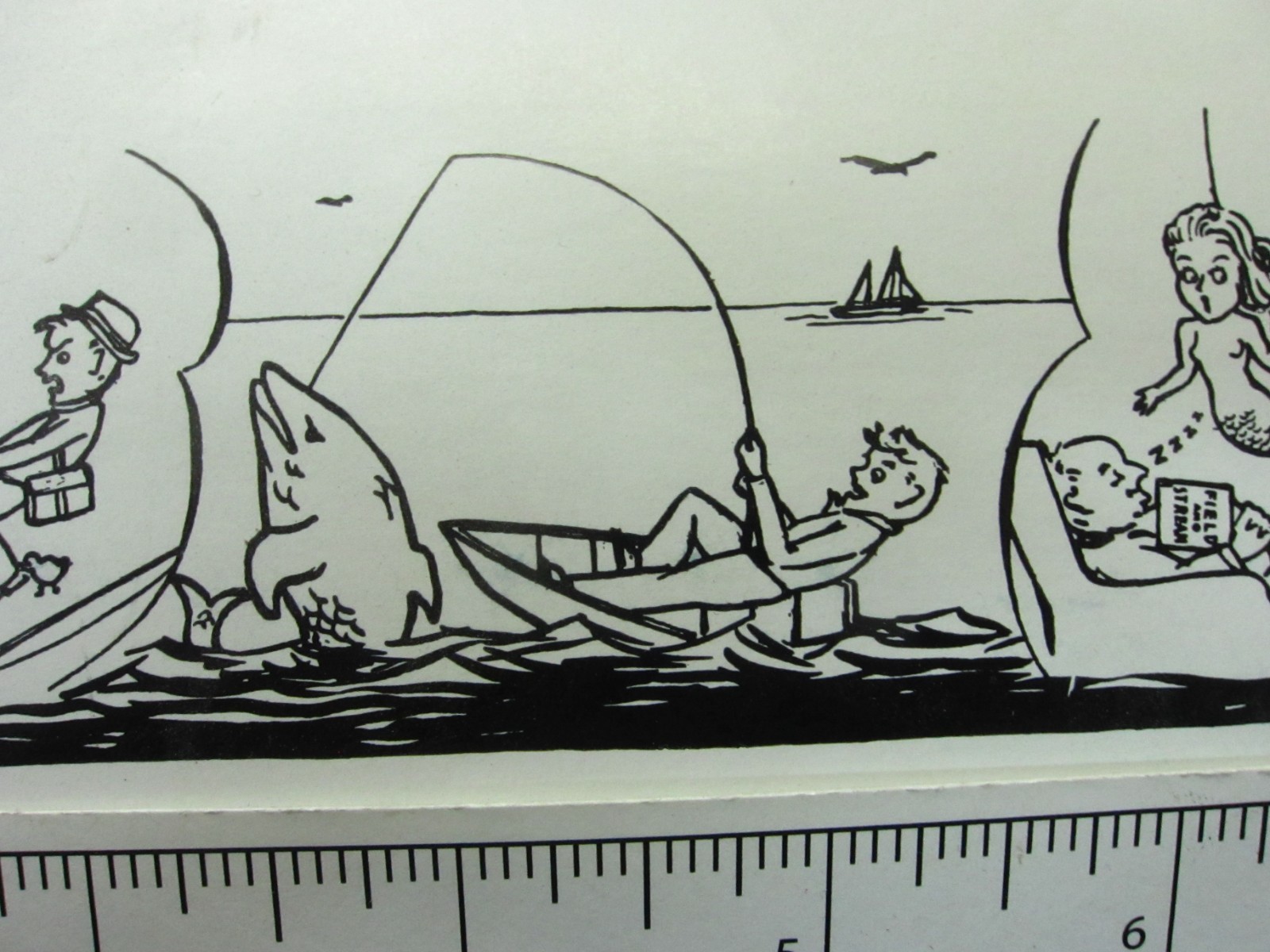 Printing Letterpress Printers Cut, Large Printers Cut «Whimsical Fishing » Zinc