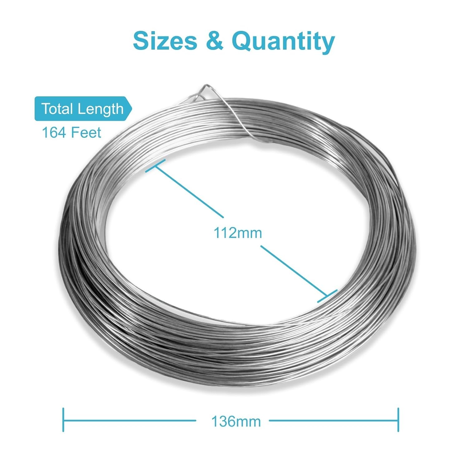 20 Gauge Craft Wire, 164 Feet Galvanized Metal Wire for Picture Hanging, Bons…