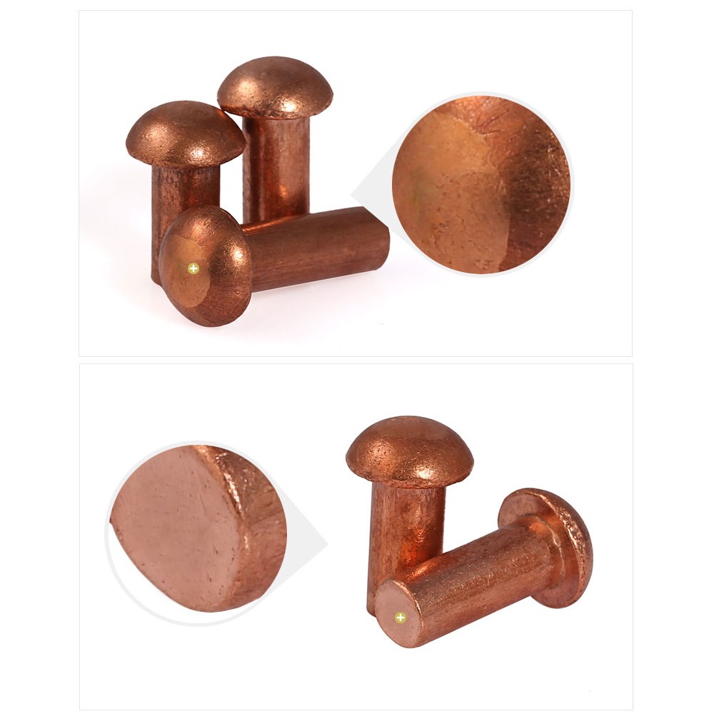 Solid Copper Round Head Rivets Dia 2mm 3mm 4mm 5mm 6mm 8mm Dome Pan Head DIN 660